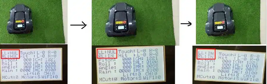Diagnostic, Display menu, lawn mower, Lift sensors, Robot, robotzoo, wombat