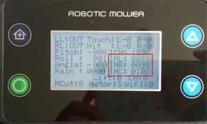 Diagnostic, Display menu, lawn mower, Lift sensors, Robot, robotzoo, wombat