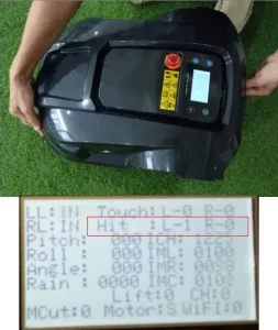 Diagnostic, Display menu, lawn mower, Lift sensors, Robot, robotzoo, wombat